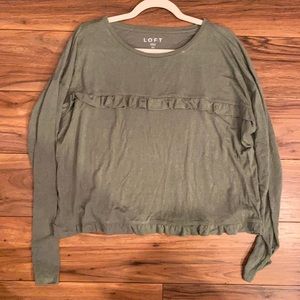 Loft Long sleeve green crop top with ruffle